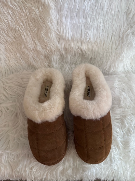 Shoes - Fireside Quilted Suede Slippers with Plush Cream Shearling Trim